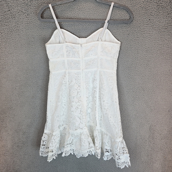 French Connection Binidari Womens White Lace Mini Dress Sz XS=4 Hookeye Front - Picture 7 of 13